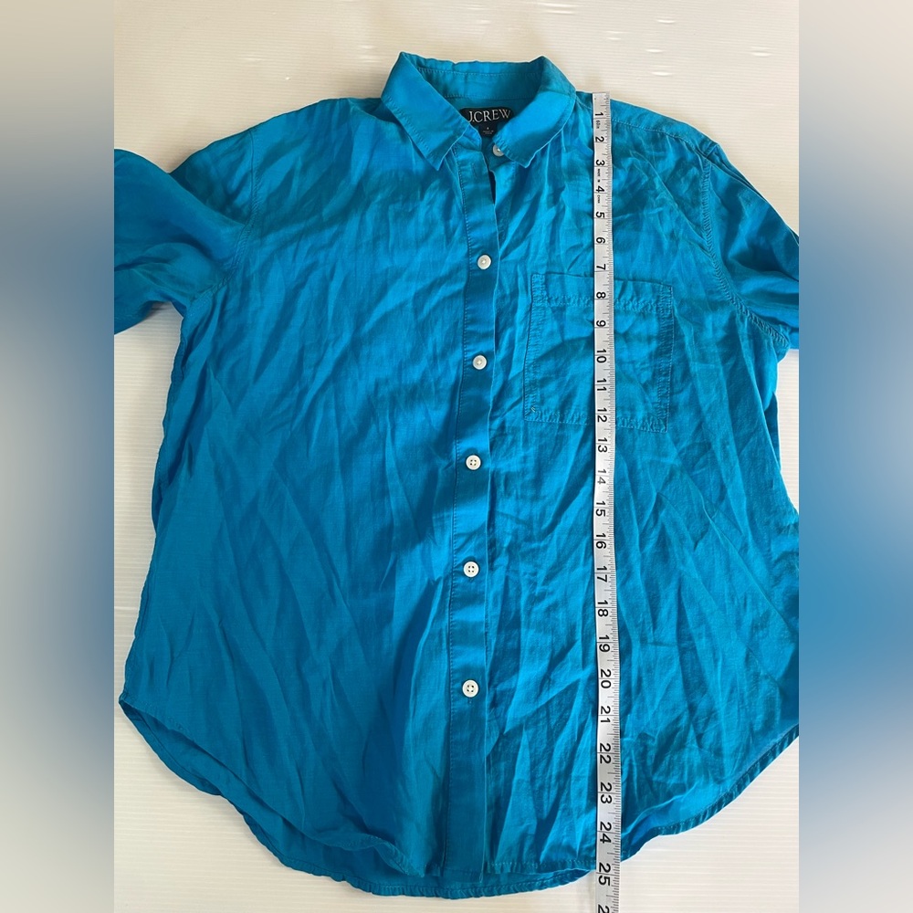 J. Crew Garçon shirt in cotton voile Bright Blue Long Sleeve Size 4 - Picture 6 of 8
